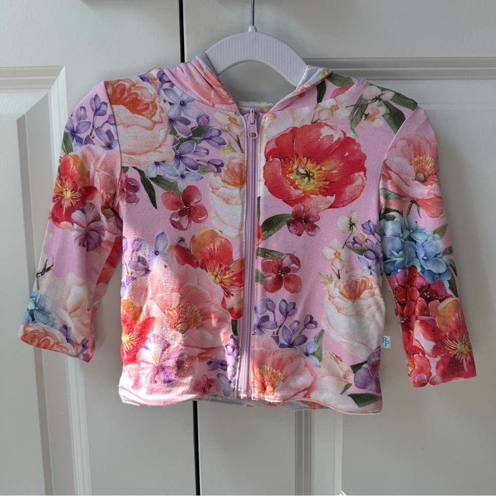 Posh Peanut Brisa Long Sleeve Reversible Jacket Floral (Size 6-12 Months)